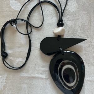 Elegant Black and White Pendant Necklace